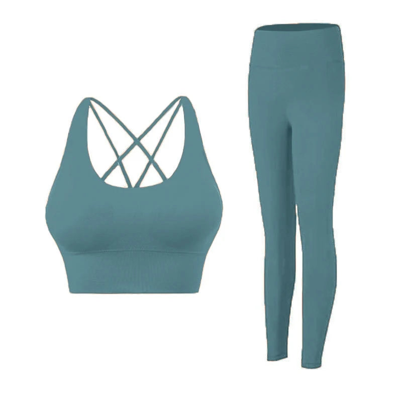 Conjunto Fitness Feminino Top Push Up e Legging Yoga**