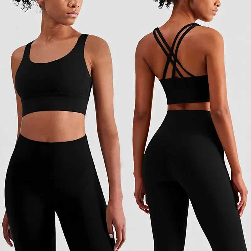 Conjunto Fitness Feminino Top Push Up e Legging Yoga**