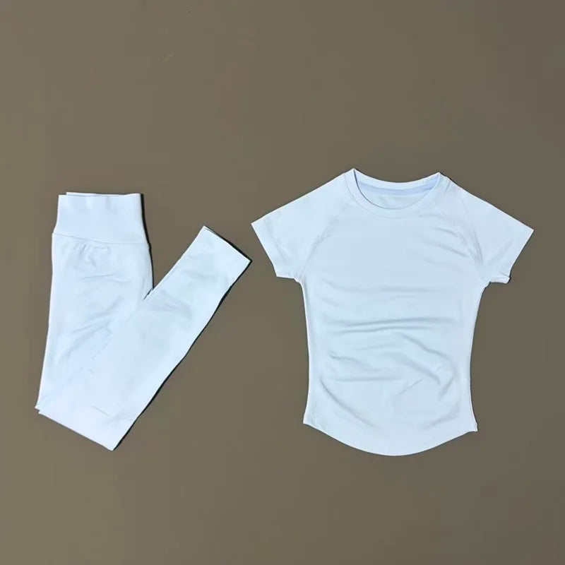 Conjunto Fitness Feminino Top e Shorts Canelados Seamless**