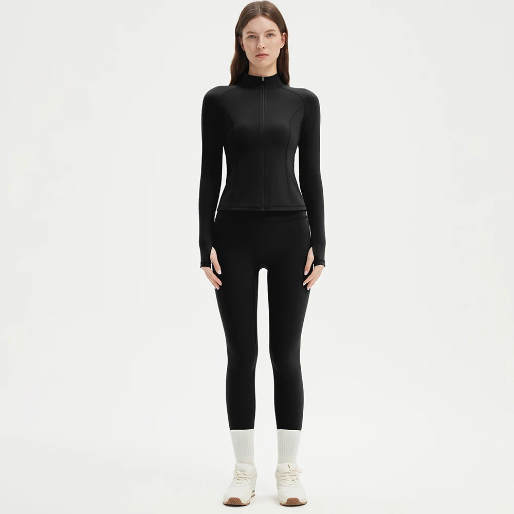 Conjunto Esportivo Feminino Jaqueta e Legging Cintura Alta