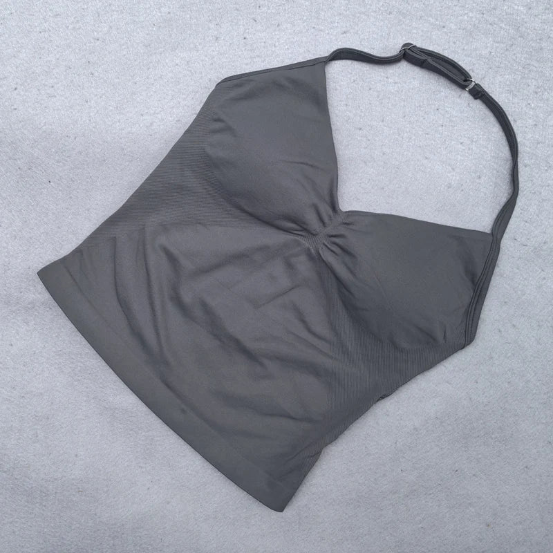 Top Fitness Feminino Strappy com Bojo Removível e Costas Nuas**