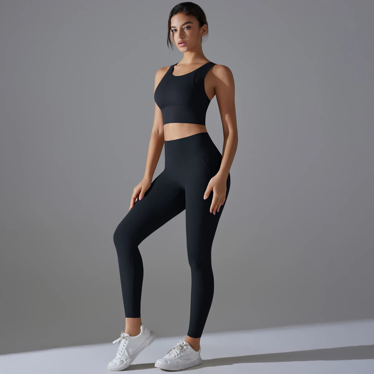 Conjunto Fitness Feminino Top Cropped e Calça Yoga