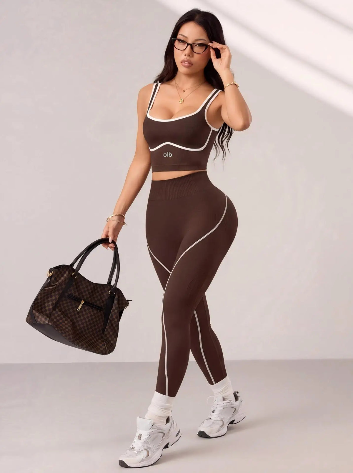 Conjunto Fitness Feminino Seamless Top e Calça Cintura Alta