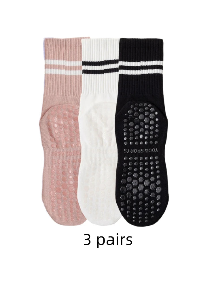 Kit 3 Pares de Meias Yoga Femininas Antiderrapantes**