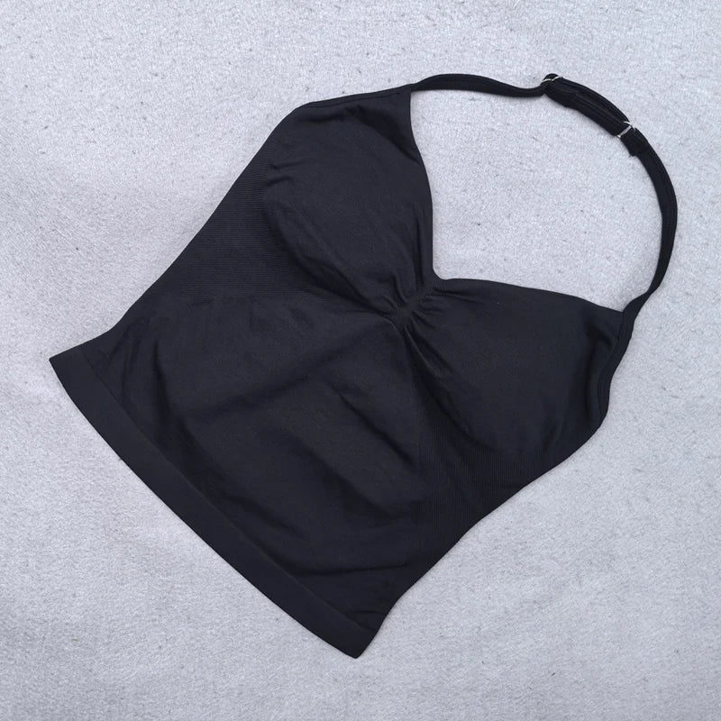 Top Fitness Feminino Strappy com Bojo Removível e Costas Nuas**
