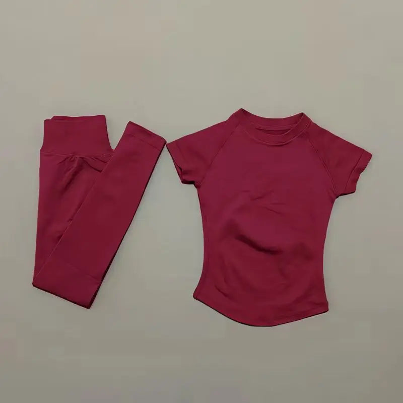 Conjunto Fitness Feminino Top e Shorts Canelados Seamless**