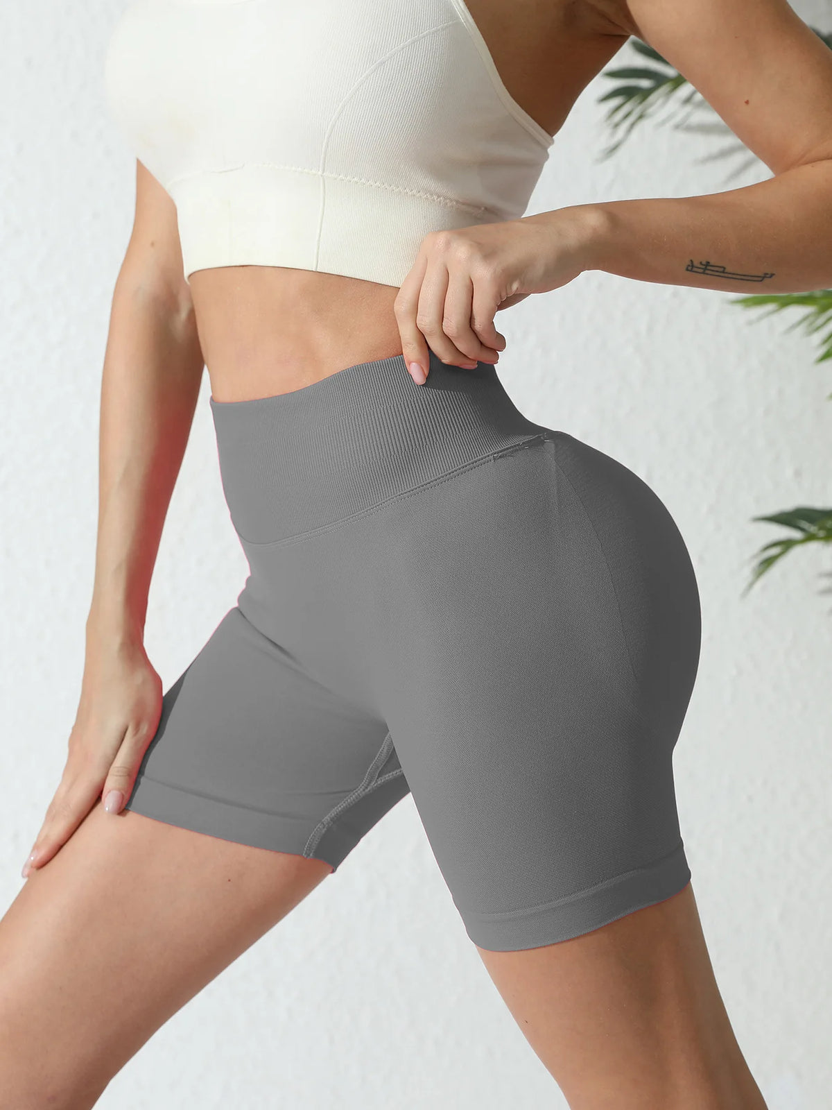 Shorts Feminino Yoga Fitness Cintura Alta Elástico