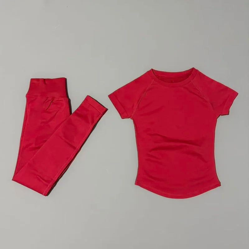 Conjunto Fitness Feminino Top e Shorts Canelados Seamless**