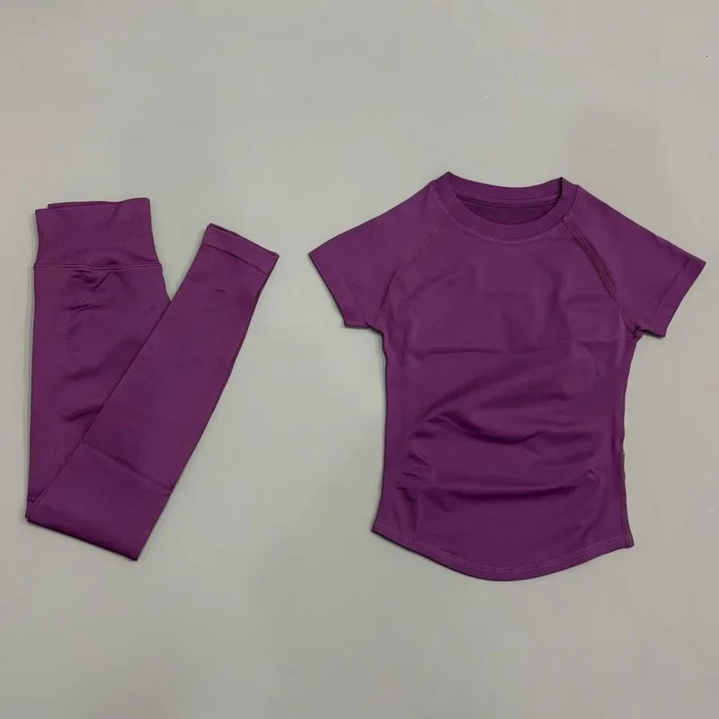Conjunto Fitness Feminino Top e Shorts Canelados Seamless**