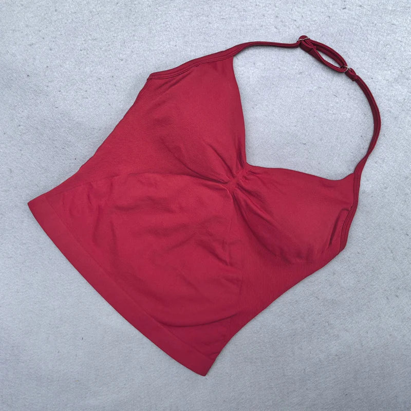Top Fitness Feminino Strappy com Bojo Removível e Costas Nuas**