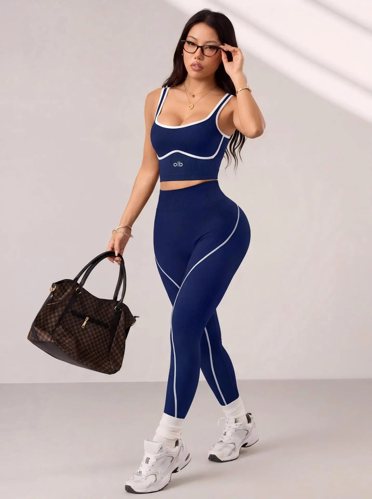 Conjunto Fitness Feminino Seamless Top e Calça Cintura Alta
