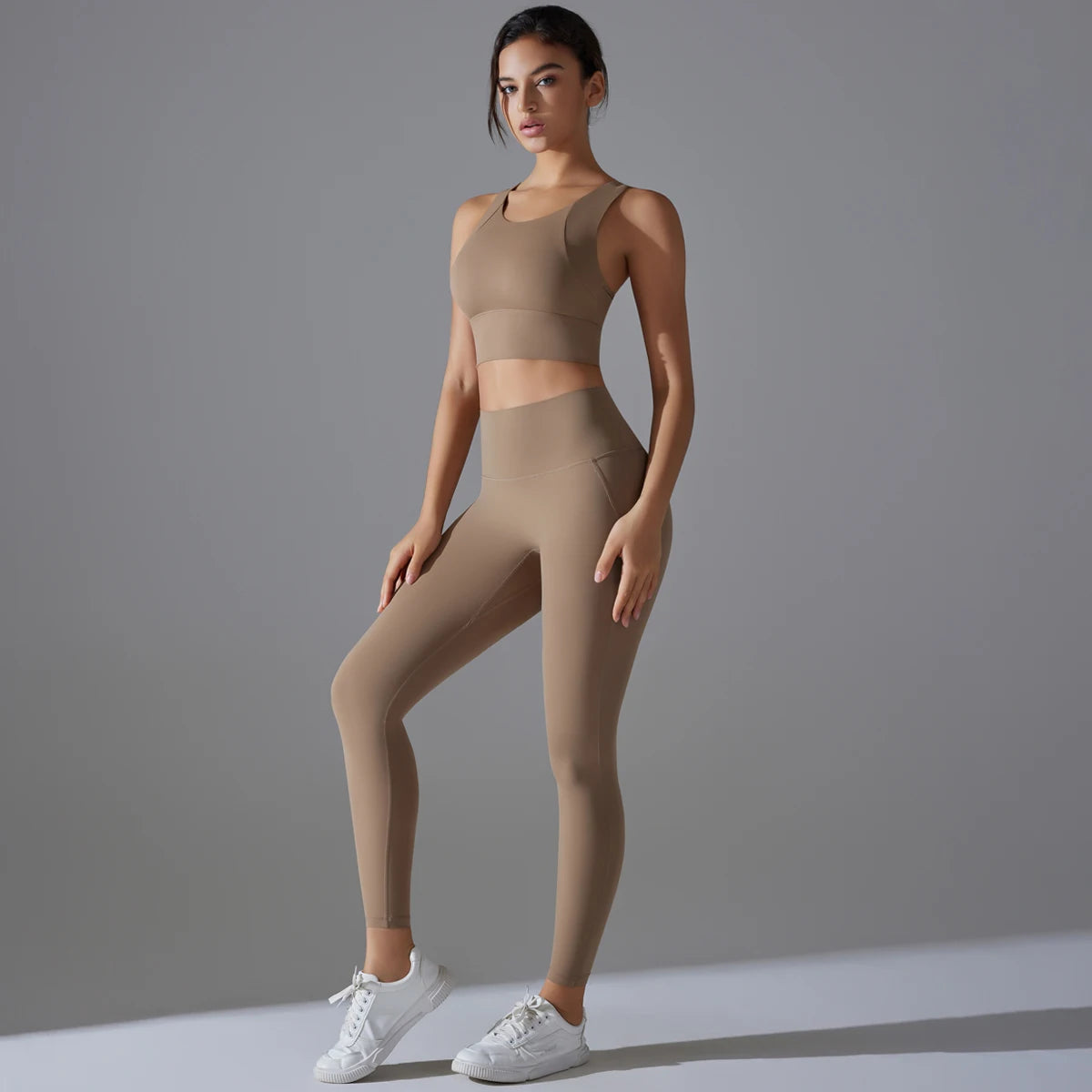 Conjunto Fitness Feminino Top Cropped e Calça Yoga