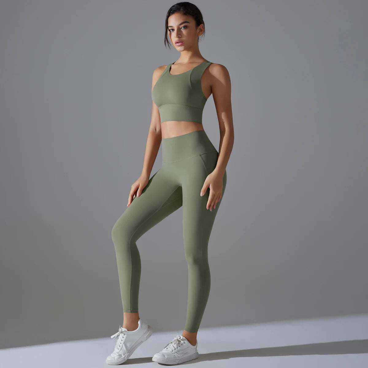 Conjunto Fitness Feminino Top Cropped e Calça Yoga