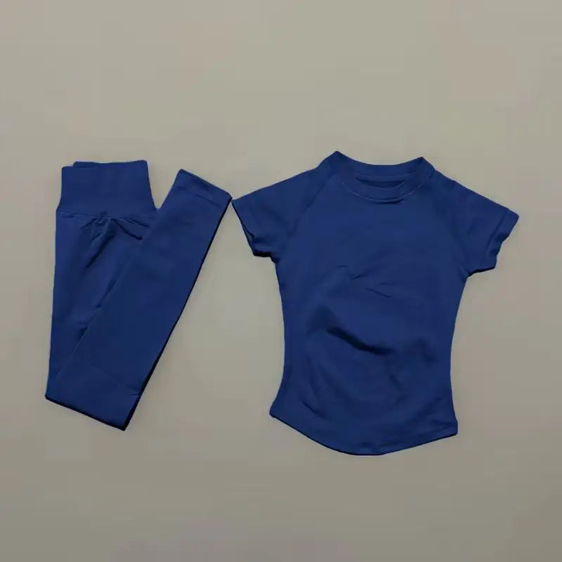 Conjunto Fitness Feminino Top e Shorts Canelados Seamless**