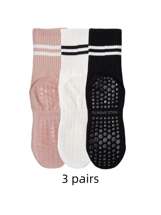 Kit 3 Pares de Meias Yoga Femininas Antiderrapantes**