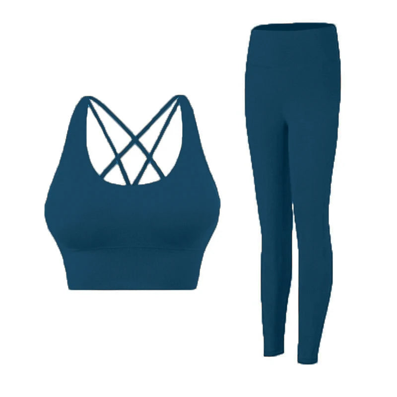Conjunto Fitness Feminino Top Push Up e Legging Yoga**