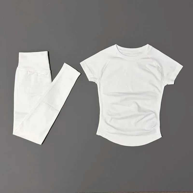 Conjunto Fitness Feminino Top e Shorts Canelados Seamless**