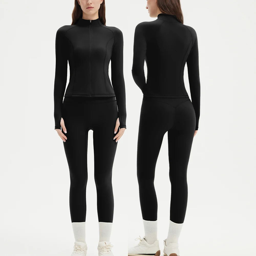 Conjunto Esportivo Feminino Jaqueta e Legging Cintura Alta