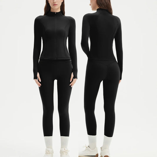 Conjunto Esportivo Feminino Jaqueta e Legging Cintura Alta