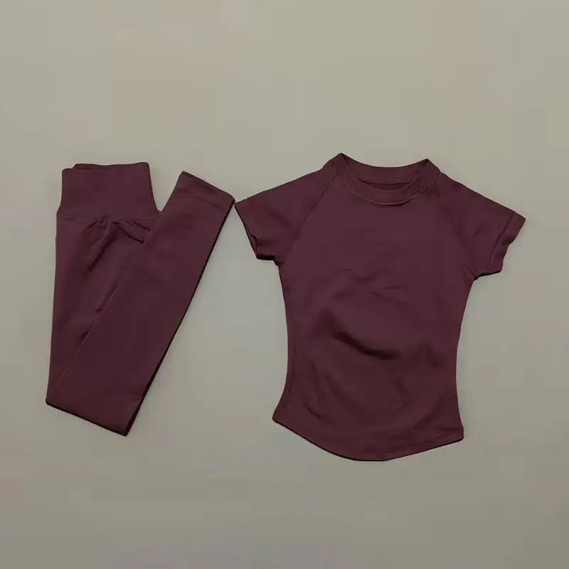 Conjunto Fitness Feminino Top e Shorts Canelados Seamless**